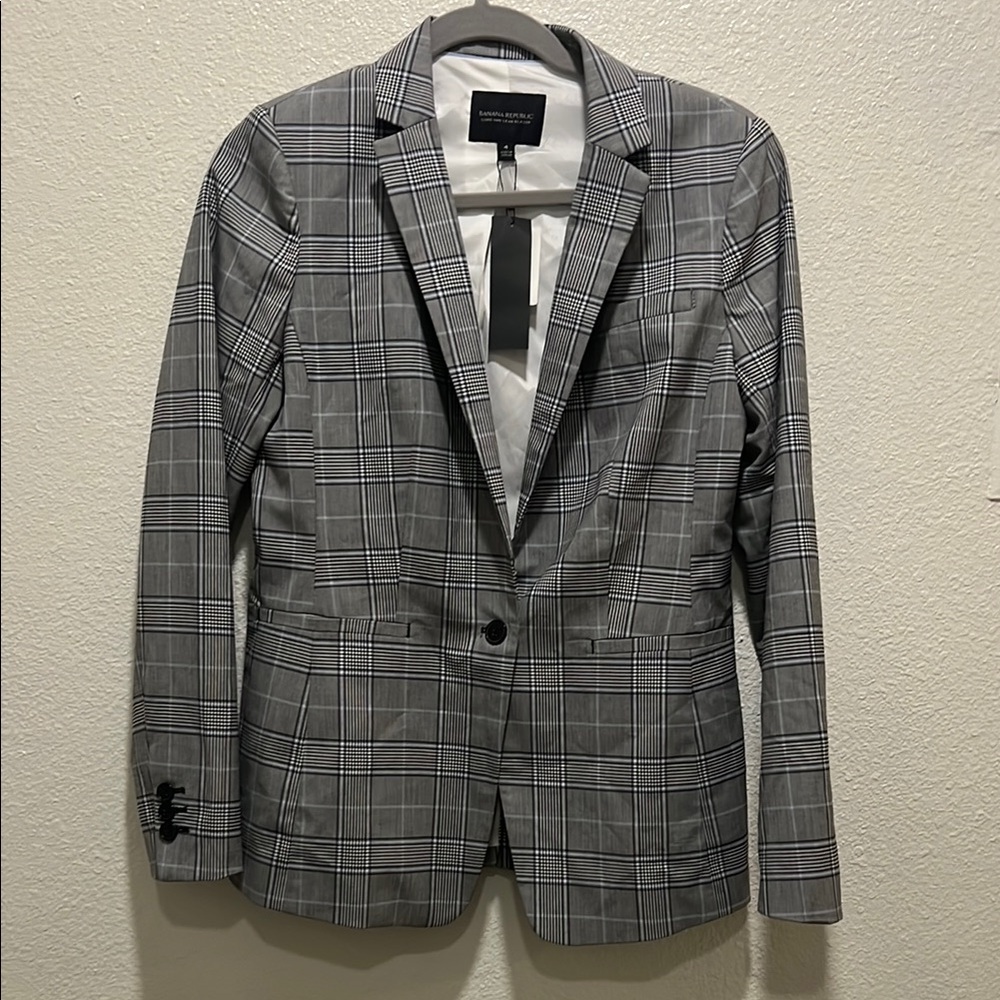 Banana Republic Long and Lean Plaid Blazer